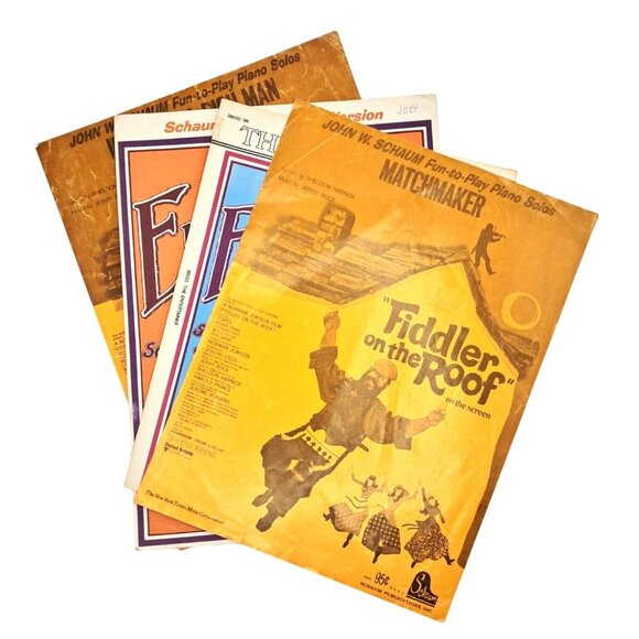Schaum Publications Other - Vintage Schaum Piano Sheet Music Lot: "Fiddler On The Roof" "The Entertainer" &